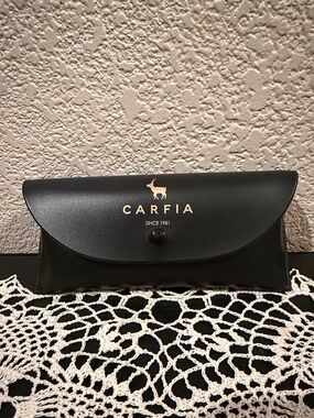 Carfia Black Eyeglass Sunglass Snap Flap Case